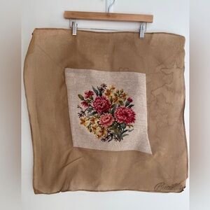 VINTAGE Completed Wool Needlepoint Floral Pattern on Canvas Hand Made Unframed